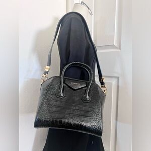 Givenchy Iconic Antigona Hand Shoulder Bag Crocodile Effect Leather